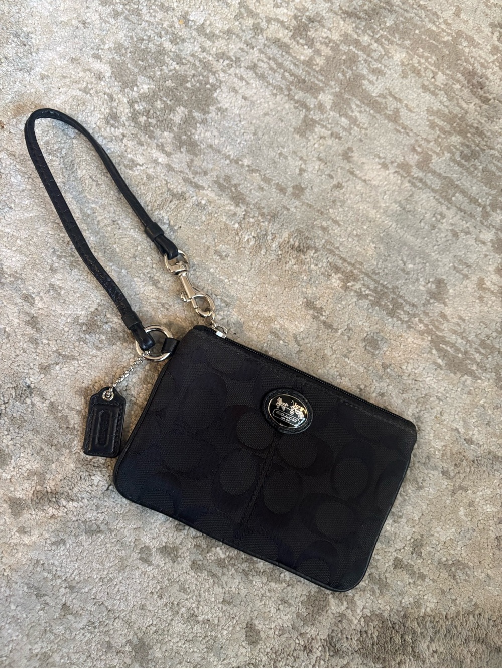 Coach Small Black Signature Wristlet Wallet for Money, Cards and Keys